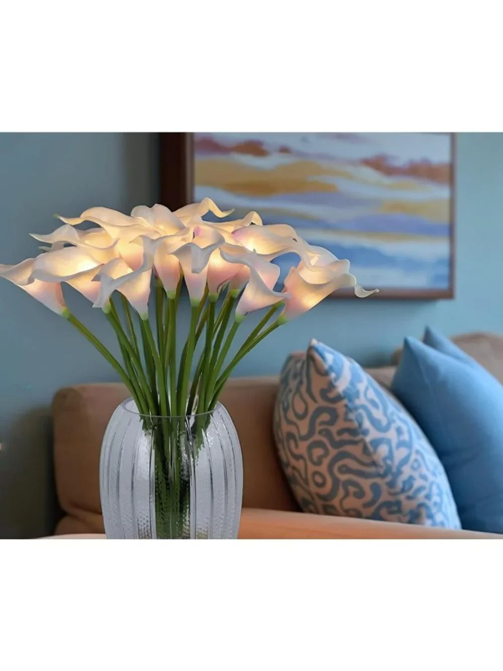 LED Lighted Faux Calla Lily Bouquet - 20 Real Touch Stems for Home Decor & Gifts
